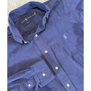 Polo Ralph Lauren Mens Slim Fit Button Down Shirt Navy Blue Size Medium